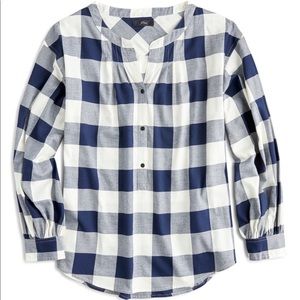 NWT Jcrew Open V-Neck Plaid Shirt